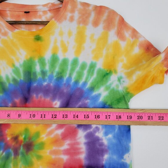 Mens Unisex XXL Rainbow Tie-Dye Spiral T-Shirt 100% Cotton Short Sleeve Festival - Picture 10 of 12